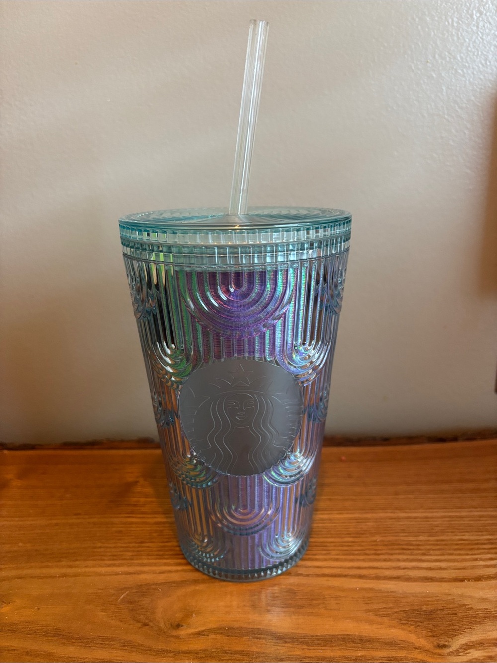 Starbucks Iridescent Teal and Purple Cold Cup with Straw